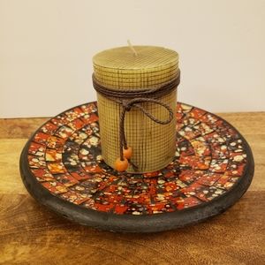 Candle with Ceramic Plate